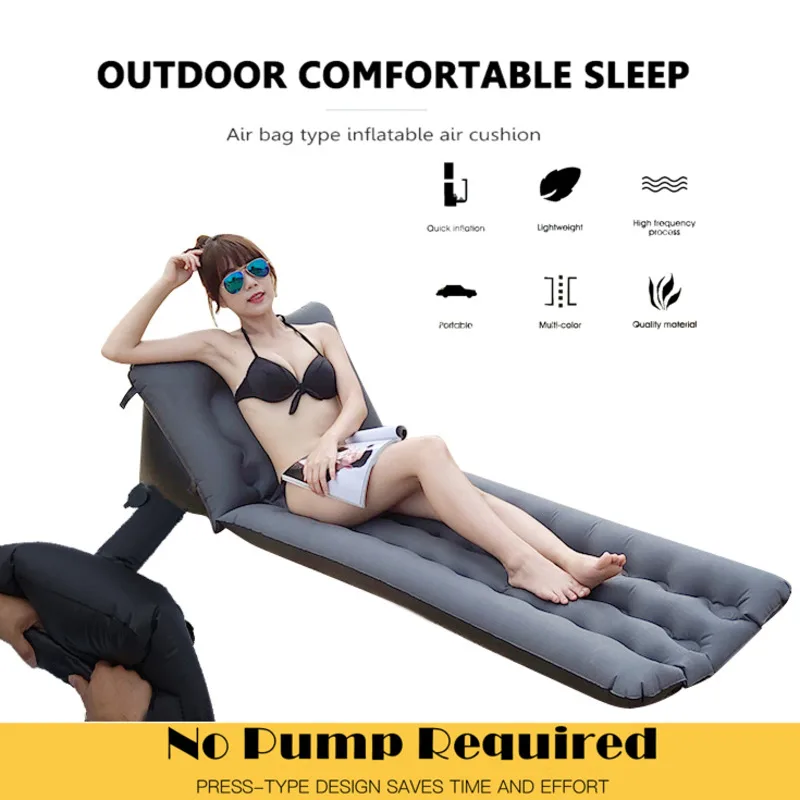 Sun Lounger PVC Self-inflating Inflatable Mattress For Camping Outdoor Airbed Sleeping Pad Bed Beach Air Sofa Chair Picnic Mat