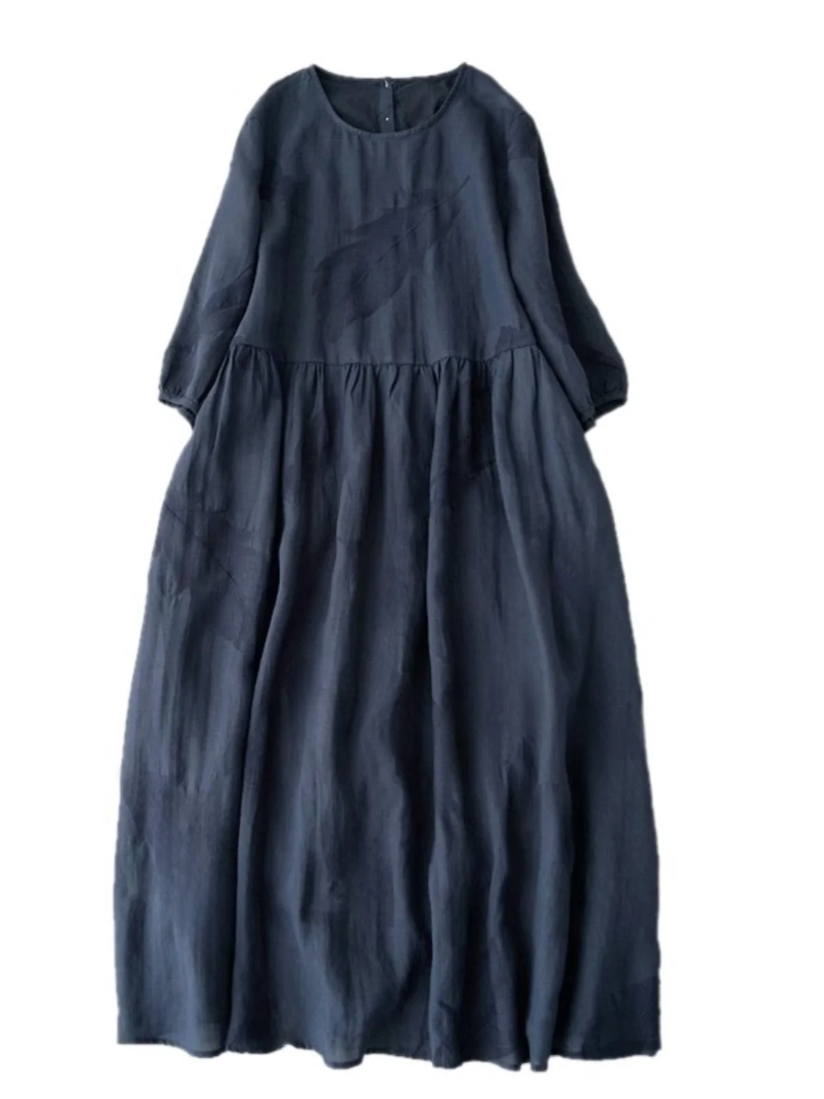 Ele bestickter Heavy Work Silk Dr Damen irt Dr A-Linien-Rock Thin Hemp Long Dr Five-Quarter Sve