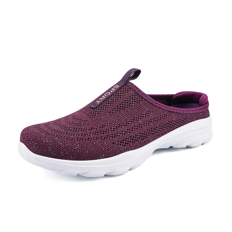 Summer Big Size 41 42 Slip On Shoes For Women Mesh Half Shoes Slippers Slides Dropshipping Breathable Light Weight Comfortable