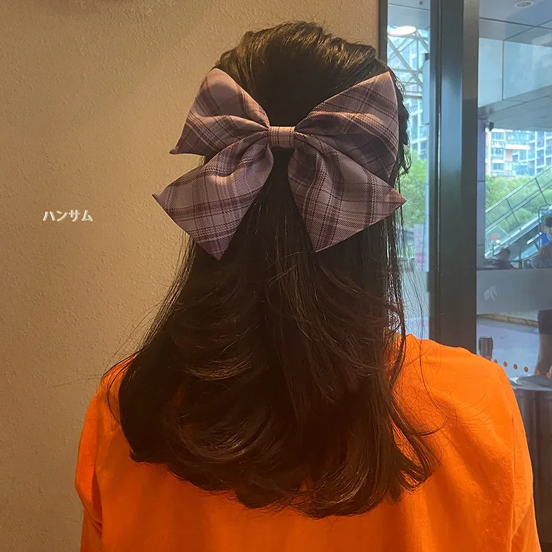 Dolce JK Bowknot fermaglio per capelli Plaid a righe accessori per capelli in tessuto per ragazze studente accessorio uniforme bella Clip a molla