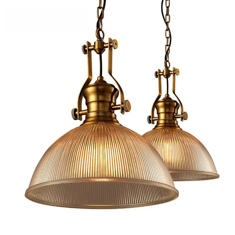 Vintage Ribbed Pendant Lounge Office Dinning Room Hanging Ceiling Chandelier Dasmani Retro Glass Suspension Lamp