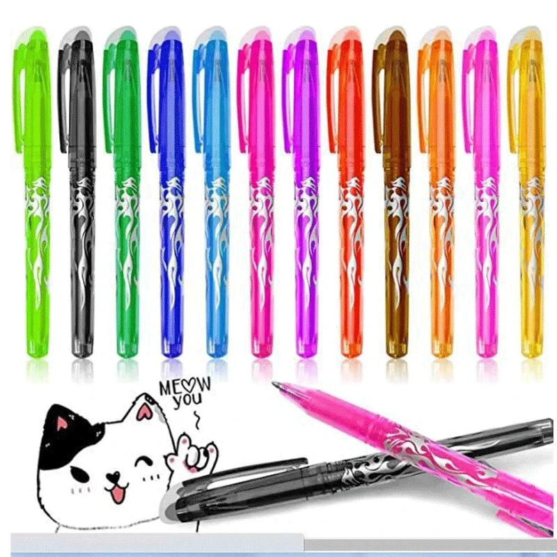 Color Erasable Gel Pens  0.7mm Multi-color Refill Kawaii Colored Pen for Drawing Writing Gel Ink Rollerball Pen Stationery