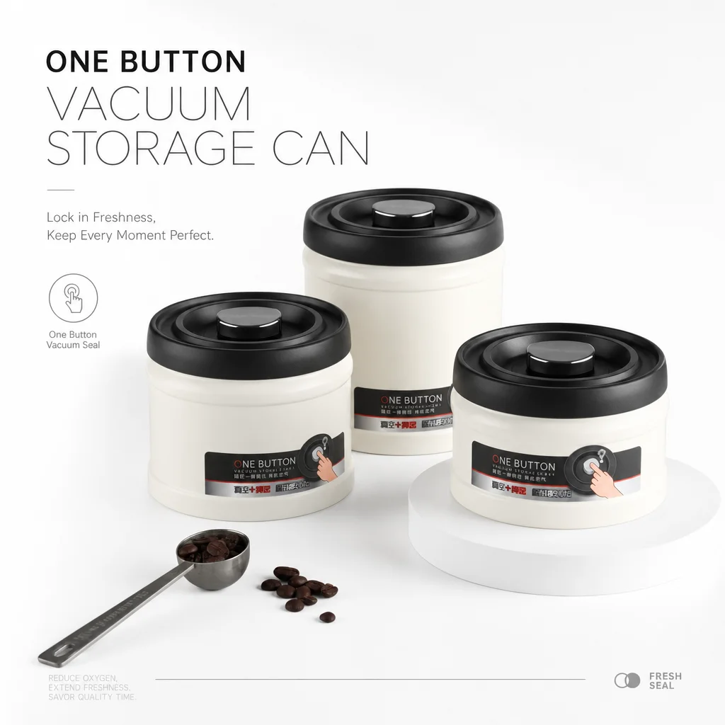 Coffee Tea Jar Set - Kaffeebohnen-Vakuumbehälter aus Edelstahl, luftdichte Vakuumdosen für