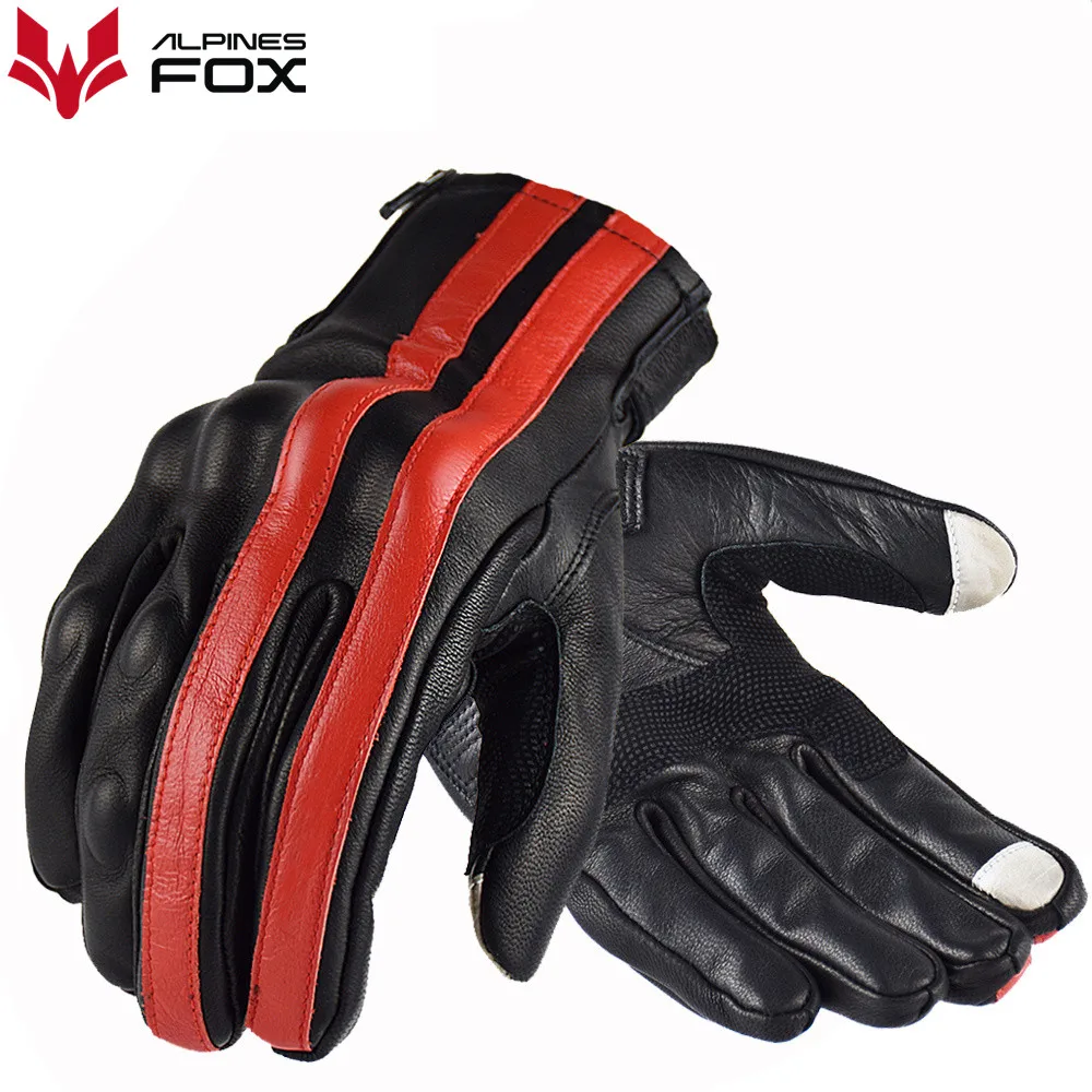 Guantes de cuero Vintage para motocicleta, equipo de moto con dedos completos, Guantes protectores deportivos negros para ciclista ATV, Guantes