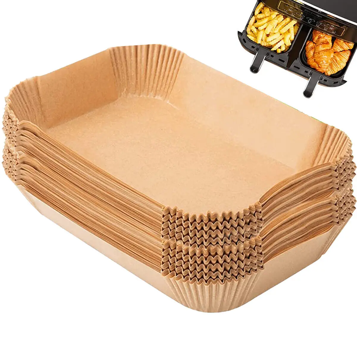 

100pcs Air Fryer Special Baking Paper Kitchen Oil-Absorbing Waterproof Rectangular Paper Durable Sturdy Baking Paper For Ninja