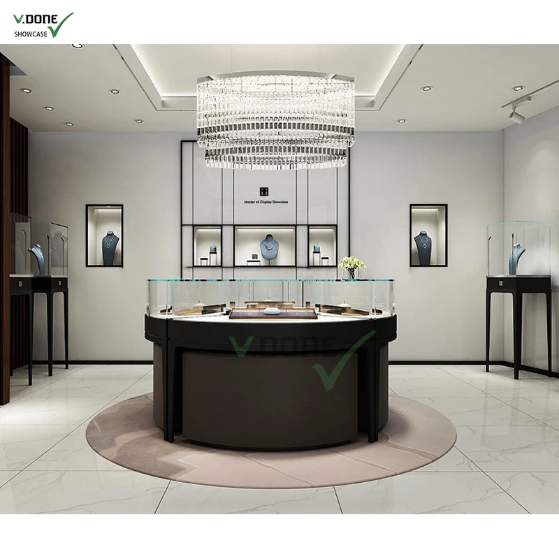 custom.Jewelry Shop Store Furniture Laminated Hardboard Pedestal Jewelry Display Showcases With Storage