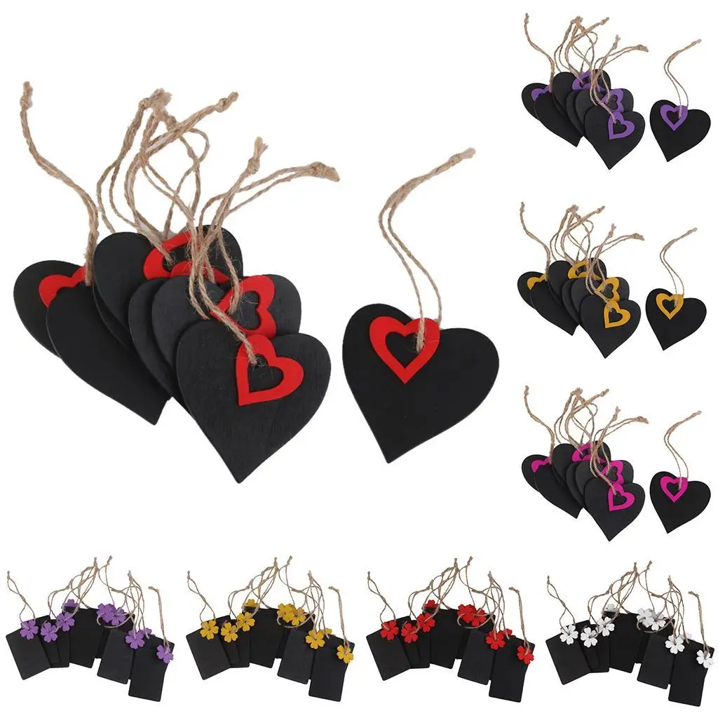 10 buah Tag Papan Tulis Hati Merah Mini dengan Tali