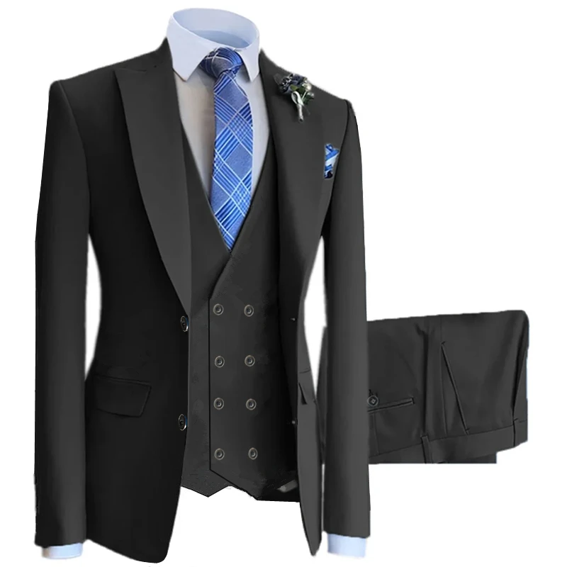 Blazers Vest Pants Sets 2024 New Fashion Groom Wedding Dress Suits Men Casual Business 3 Pcs Set Suit Jacket Coat Trousers M-6XL