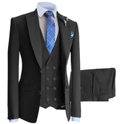 Blazers Vest Pants Sets 2024 New Fashion Groom Wedding Dress Suits Men Casual Business 3 Pcs Set Suit Jacket Coat Trousers M-6XL