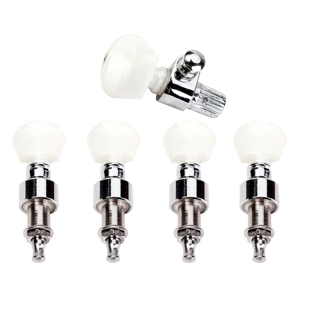 

5Pcs Banjo Machine Heads Durable Metal Amber Plastic Button Acoustic Banjo Tuning Pegs Replacement Set for String Instruments