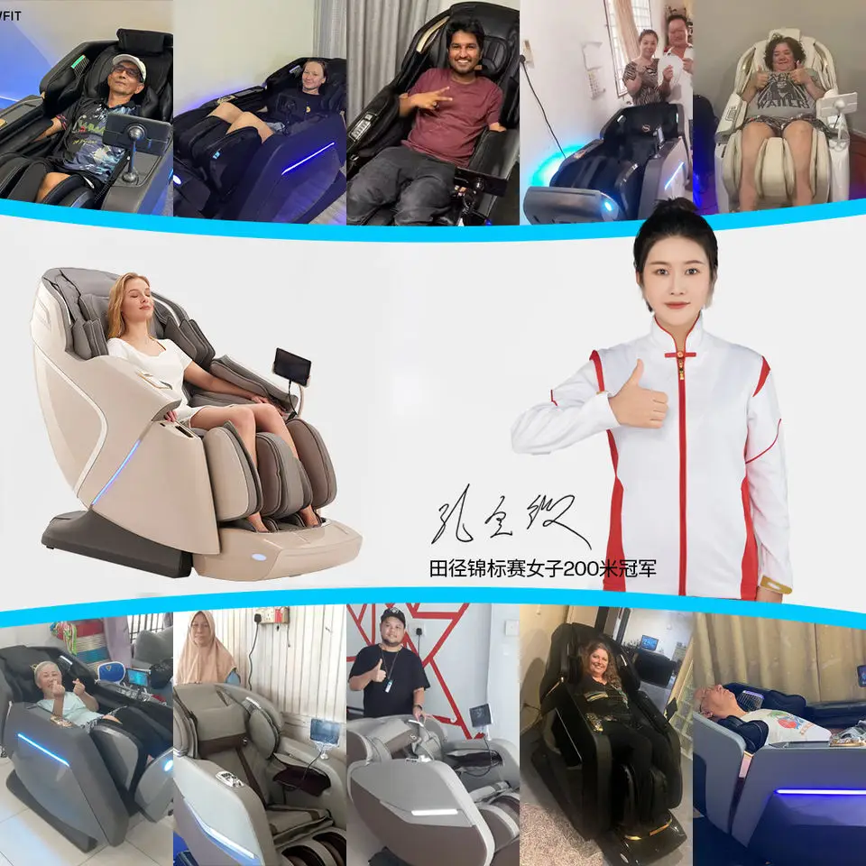 4D Robotic Massage Chair Zero Gravity Full Body Recliner With Bluetooth Music Synthetic Leather Metal Frame For Salon Home Use