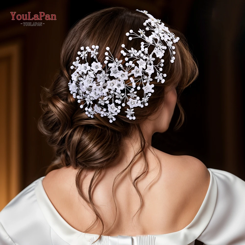 Topqueen Bruiloft Bruid Hoofdtooi Strass Bloem Hoofdbanden Faux Parel Haaraccessoires Bruids Hoofddeksel Voor Feest Hp676 ﻿