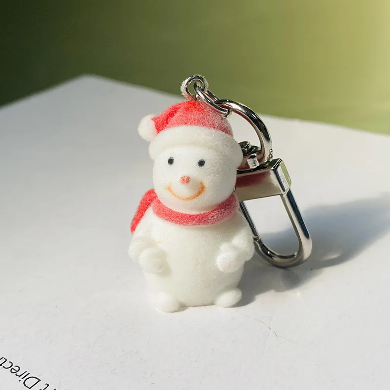 Portachiavi floccato di Natale Portachiavi con pupazzo di neve di Natale di Babbo Natale Portachiavi di Natale carino Regalo per bambini Animali di peluche Giocattoli