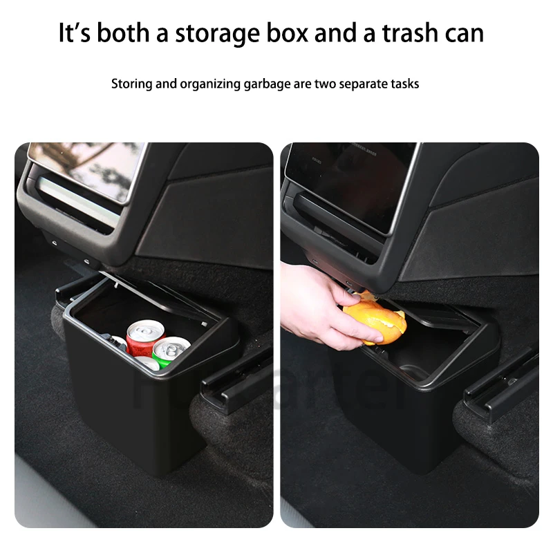 ل تسلا نموذج Y العرعر 2025 المقعد الخلفي حاوية القمامة مركز صناديق صندوق تخزين غطاء الصحافة تصميم مفتوح تركيب غير تدميري