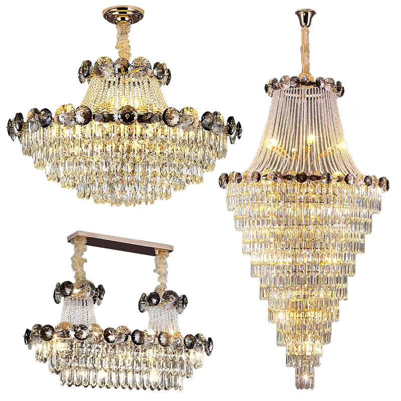 LED Pendant Lights for Living Room Gold Crystal Hanging Lamps Vintage Luxury Home Decor Chandelier for Staircase Modern Lustre