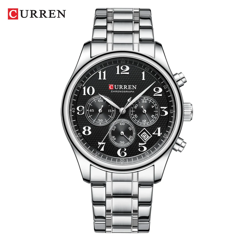 CURREN Watches For Men 8466 New Business Stainless Steel Quartz Watches Calendar Chronograph Waterproof Mens Watch Reloj Hombre