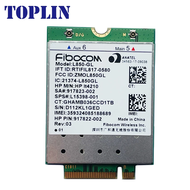 L850-GL FDD-LTE LT4210 TDD-LTE 4G การ์ด4G โมดูล SPS # L5398-001สำหรับโน๊ตบุ๊ค G5 430 440 450