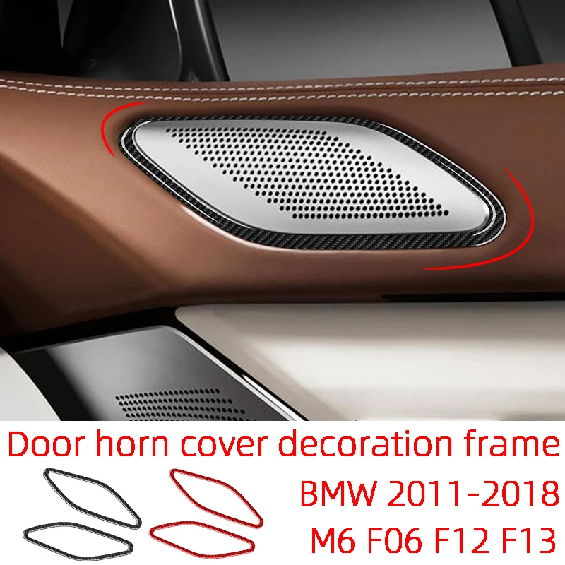 Door Horn Cover Decoration Frame Carbon Fiber Car Stickers For Bmw 2011-2018 F06 F12 F13 Interiro Accessories styling trim