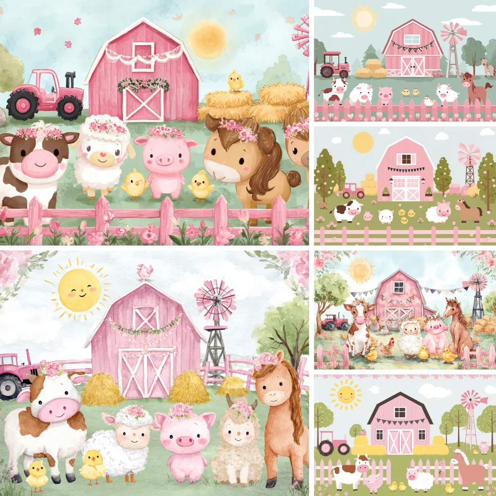 Cartoon Farm Animals Backdrop Birthday Decorations Backgrounds for Photographs Baby Shower Photography Accessories Photozone