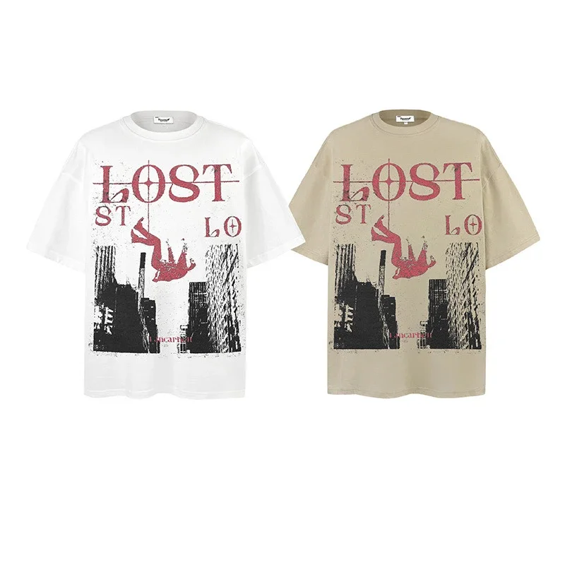 

Pure Cotton Mens T-shirts Y2k Streetwear Casual O-neck Short Sleeve Tops Oversized T Shirts Summer Fashion Printed Graphic Tees