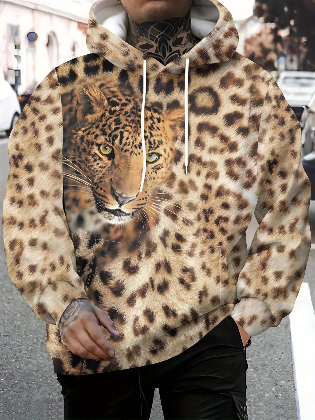 

Мужская леопардовая толстовка с жирными животными, повседневная уличная одежда для повседневной вечеринки, модная толстовка, женская толстовка с капюшоном, детская толстовка