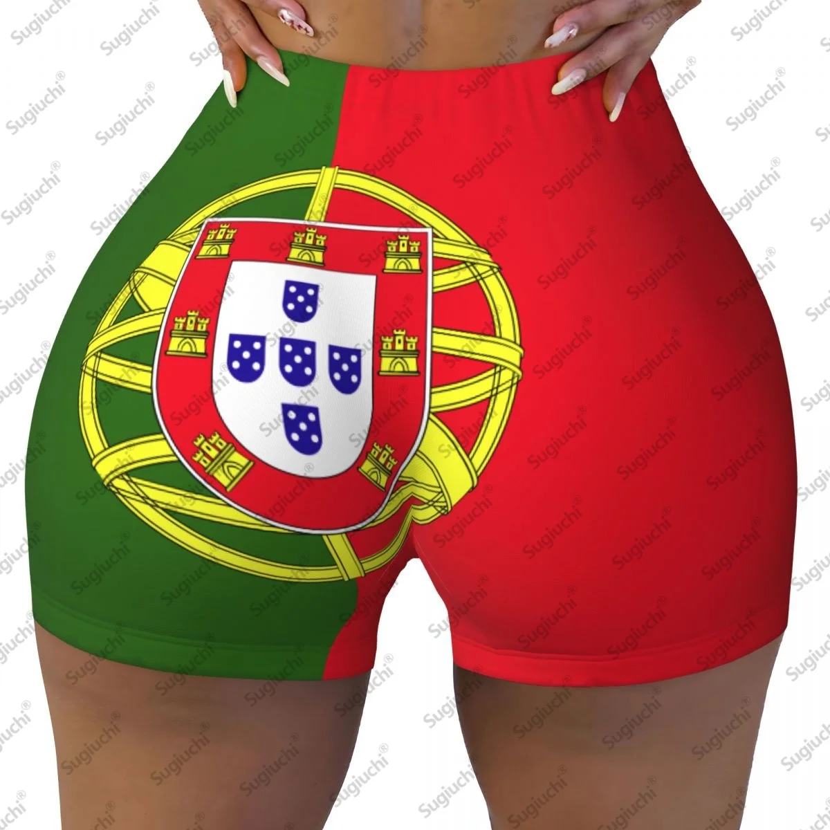 2026 Yoga-Shorts mit Portugal-Flagge für Damen, Workout, Scrunch-Po-Lifting, hohe Taille, kurze Hose für Fitnessstudio, Laufen