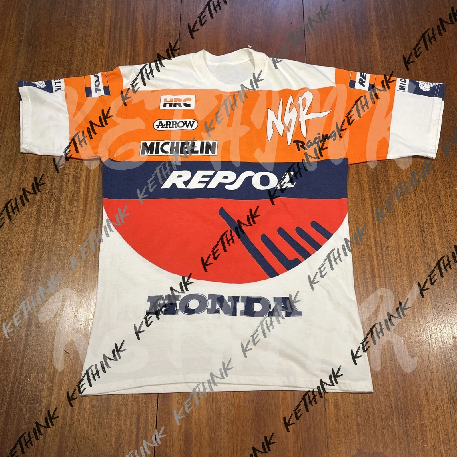 

Винтажная футболка 90-х годов Honda Repsol Alex Criville MotoGP Fan Jersey, футболка большого размера, мотоциклетный трикотаж с короткими рукавами, дышащий топ