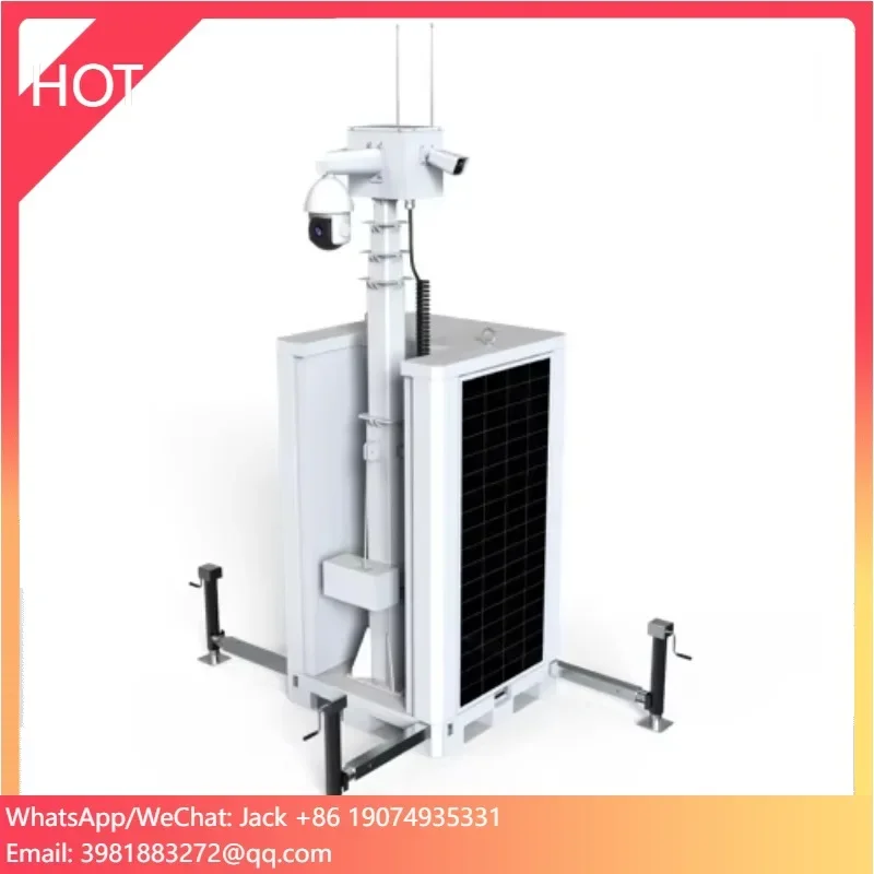 T500-9M Solar Mobile Security Cabinet 6m 9m Height Tower Lighting For Construction Site Monitoring Energy Efficient System