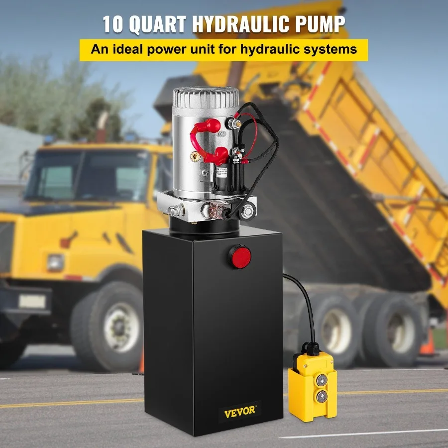 Hydraulic Pump 10 Quart Hydraulic Power Unit Single Acting Hydraulic Pump 12V DC Hydraulic Pump Steel Reservoir Single Acting