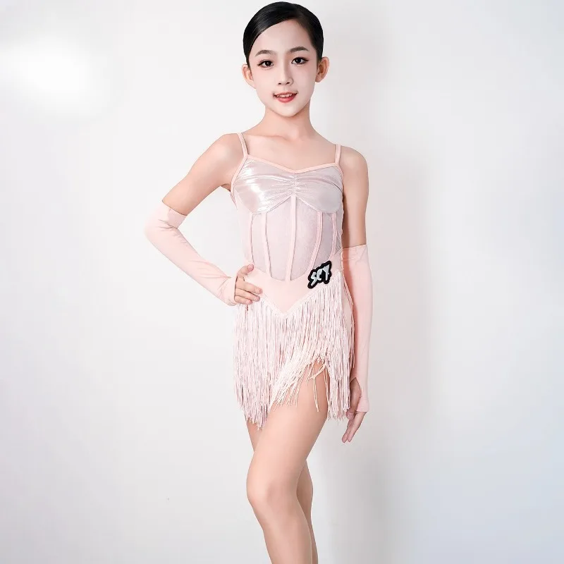 Girls Latin dance costumes practice clothes tassel dresses new summer childrens sets stage performance costumes Social dance