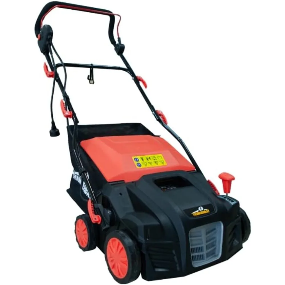 2 in 1 Electric Lawn Mowers 16 Inch 15-Amp Electric Dethatcher and Scarifier w/Grass Collection Bag