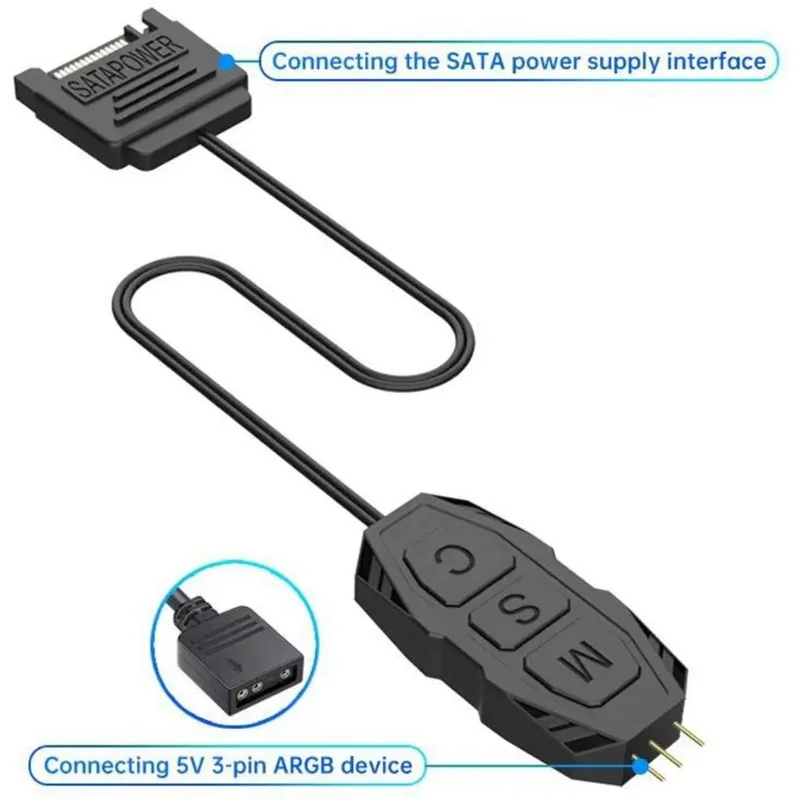 New Arrivals-ARGB 5V Computer Fan Controller-Mini Hub Compatible For SATA Power Supply