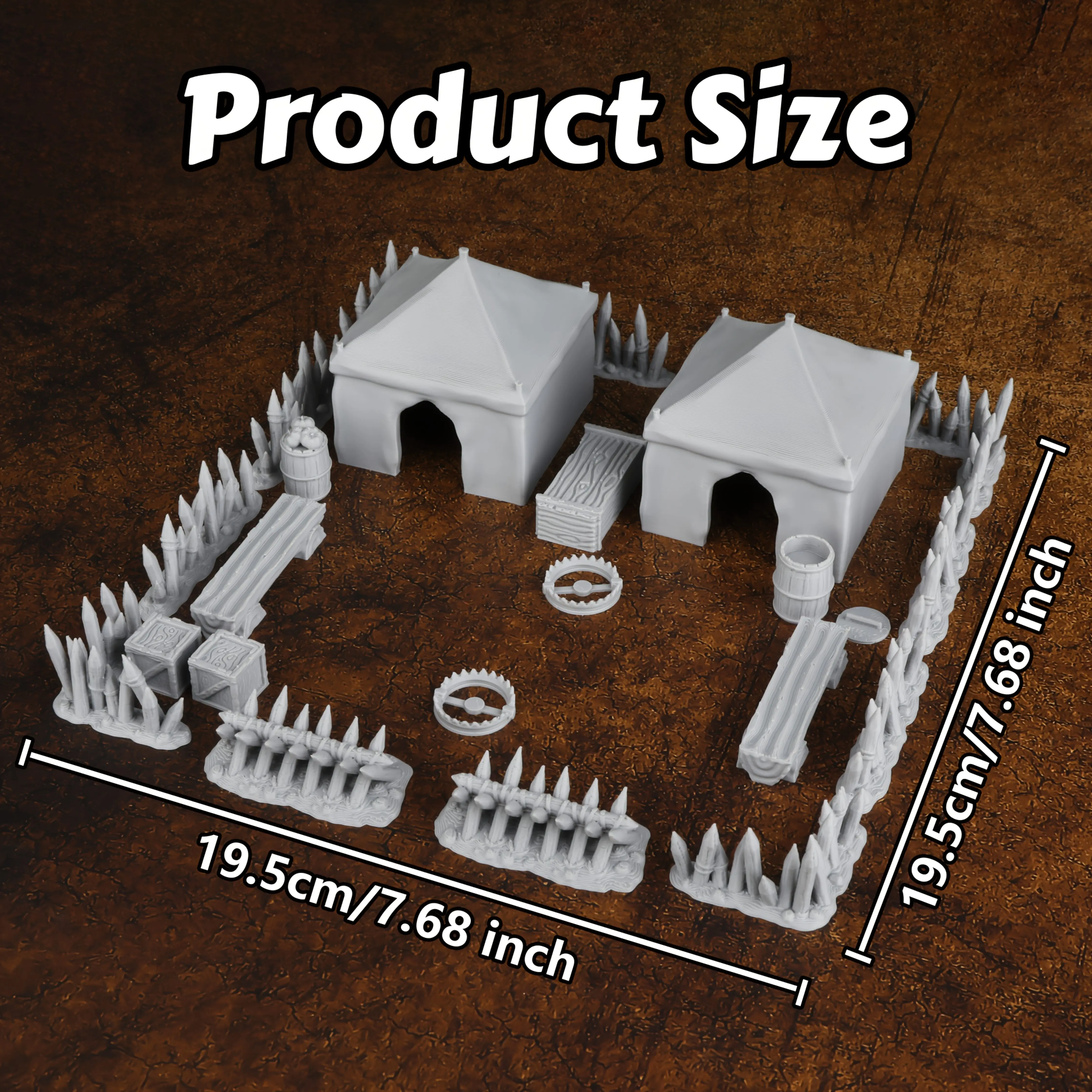 RPG Miniature Terrain Camp Defenses Set for Tabletop Role-Playing Games Scene Building, Game Accessories Terrain Bundle