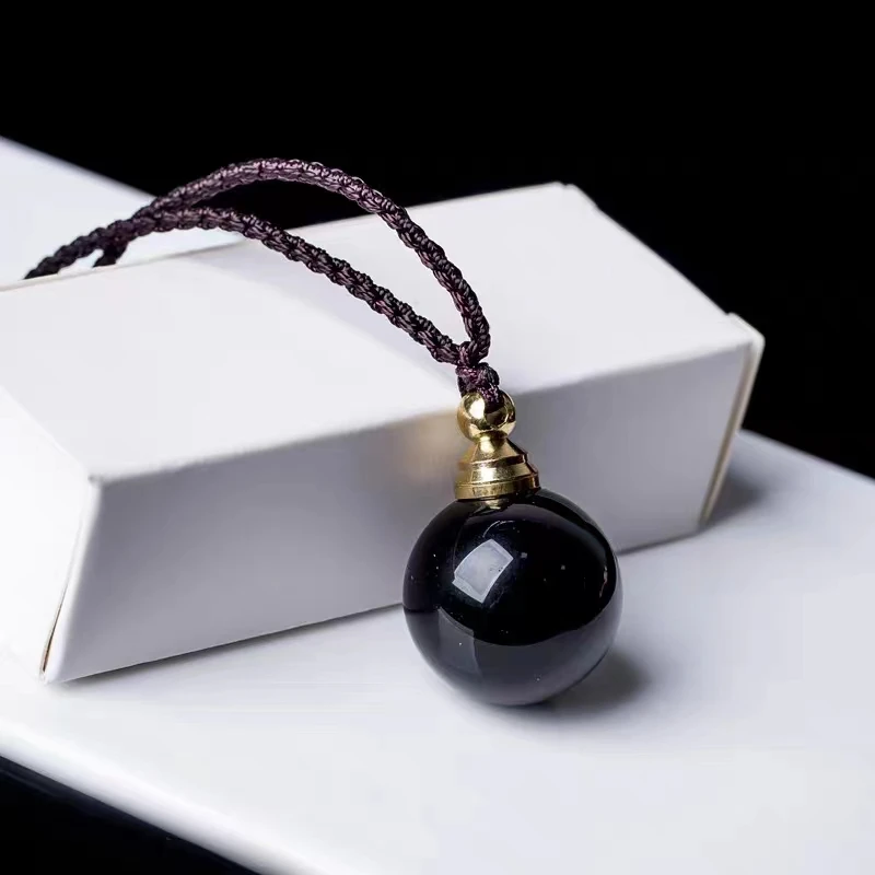 

Natural Obsidian Incense Can Contain Perfume Cinnabar Empty Bottle Men's And Women's Pendants Sweaters Chains Jewelry Gifts