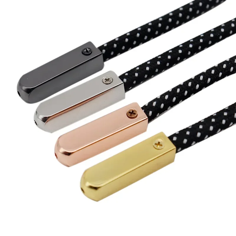 4 Stück Goldene Schnürsenkel mit Metallschnallen-Kopf, Gepäck- und Kleidungsseil, Seitenschrauben, Hochwertige Metall-Zierleisten für Schuhe
