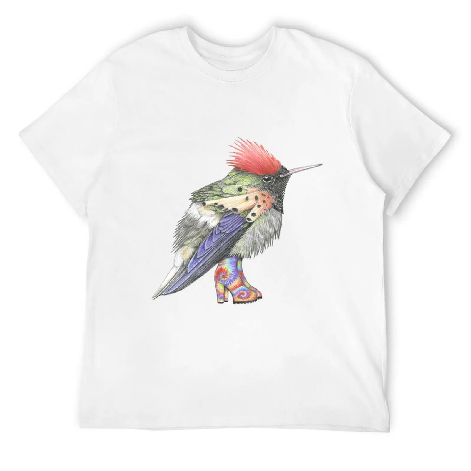 Tufted Coquette Hummingbird in Tie Dye Boots. T-Shirt Funny t-shirts cute tops plus size clothes baggy shirts men tshirt