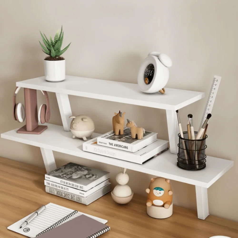 Wood Grain Monitor Stand Multifunctional Ergonomic Storage Shelf Sturdy Board Hollow Space Desk Organizer Home Office
