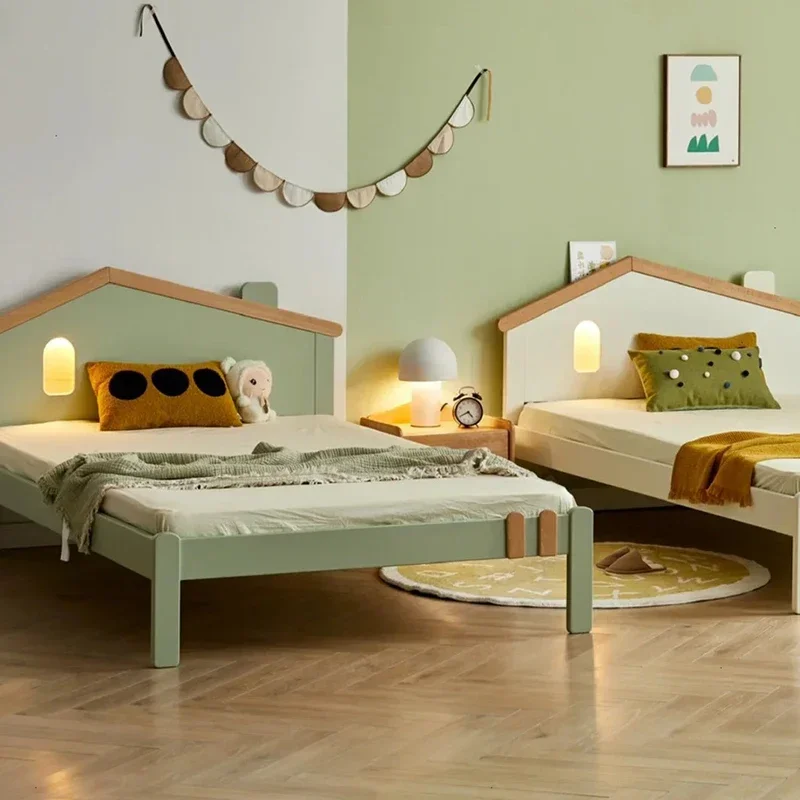 Fabricante de muebles personalizados, cama de madera para dormitorio infantil, cama individual doble, cama cómoda y suave