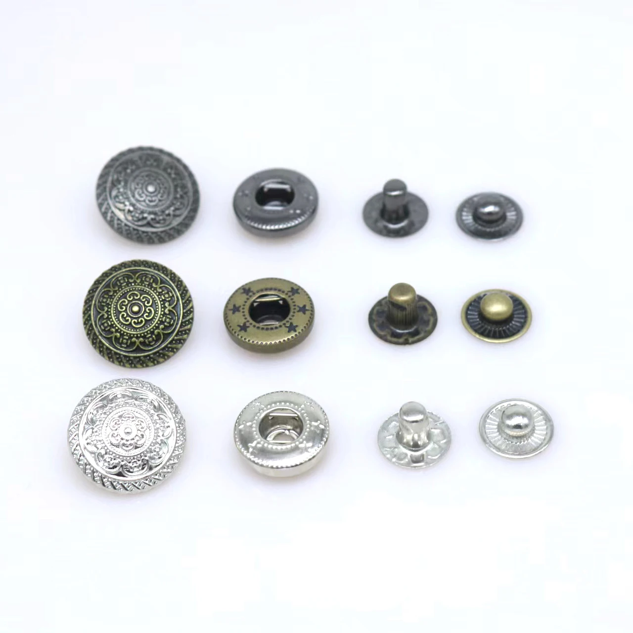 10Set 15mm/17mm/20mm/25mm 831 Alloy Press Studs Sewing Button Snap Button Fasteners Sewing Leather Craft Clothes Bags Garment