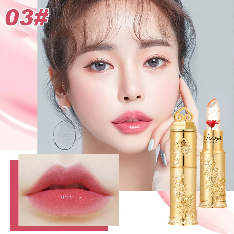 Waterproof Flower Lipstick Jelly Flower Transparent Color Changing Lipstick Long Lasting 6 Colors Flower Lipsticks Lip Balm 1PC