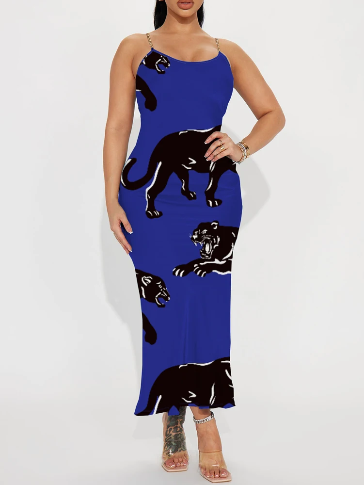 

Большие размеры Mujer 2025 Verano Nuevo Cuello Redondo Vestido Sin Mangas Estampado Animal, Ropa Elegante Slim Mujer