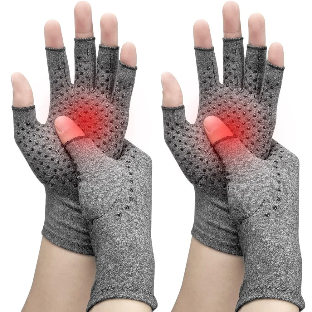 

1Pair Arthritis Compression Gloves- for Hand Arthritis, Carpal Tunnel Pain, Rheumatoid Arthritis, RSI, Fingerless, Anti-Slip