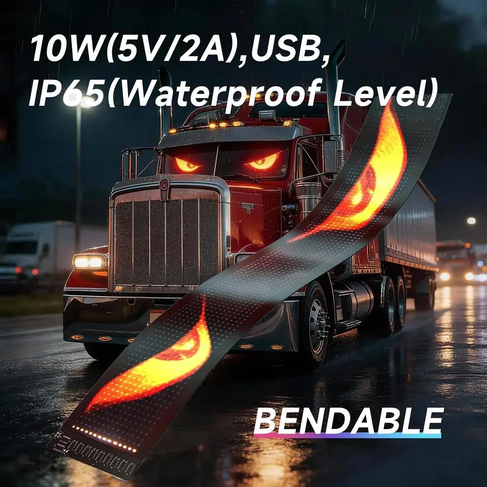 Heavy Duty Truck LED Sign, High-Brightness Flexible LED Matrix Panel, USB 5V Bluetooth APP DIY Animated Display for Semi Bus RV view 4