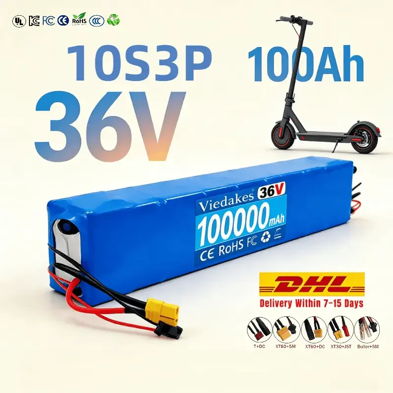 

36V scooter Lithium Battery Pack 18650 10S3P 1000W Power Modified 36V Electric Scooter Battery with BMS, SYP XT60 JST