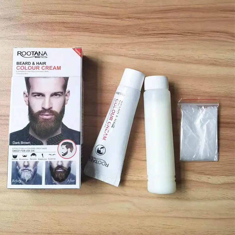 Black Brown Color Men Beard Black Dye Tint Cream Mustache Beard Coloring Cream Semi-permanent Men's Fashion Modelling Tool