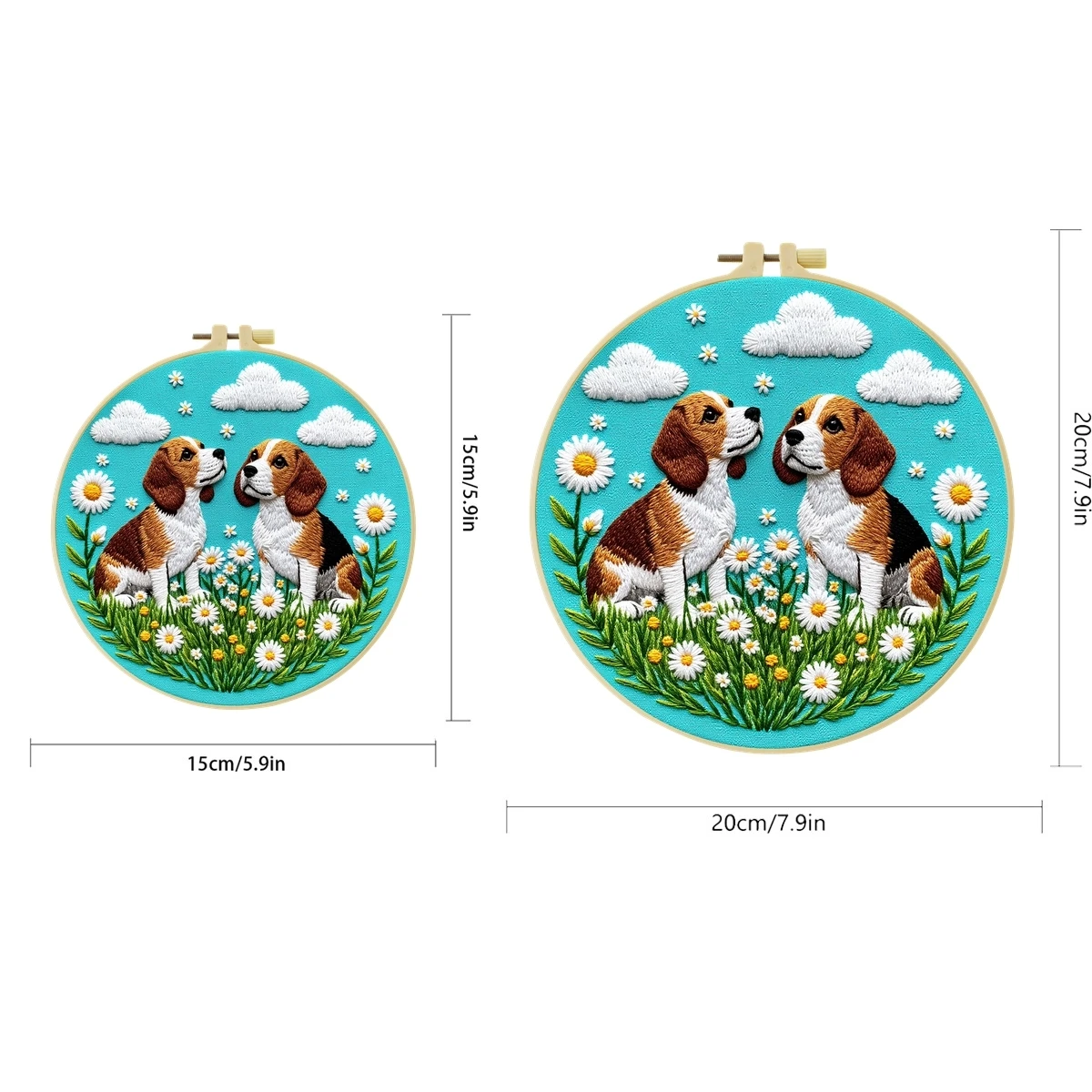1 Set Daisy Beagles DIY-Stickerei-Set für Anfänger, Stick-Starter-Kit, Kreuzstich-Kunstgeschenk, Nadelarbeiten – Detail 2