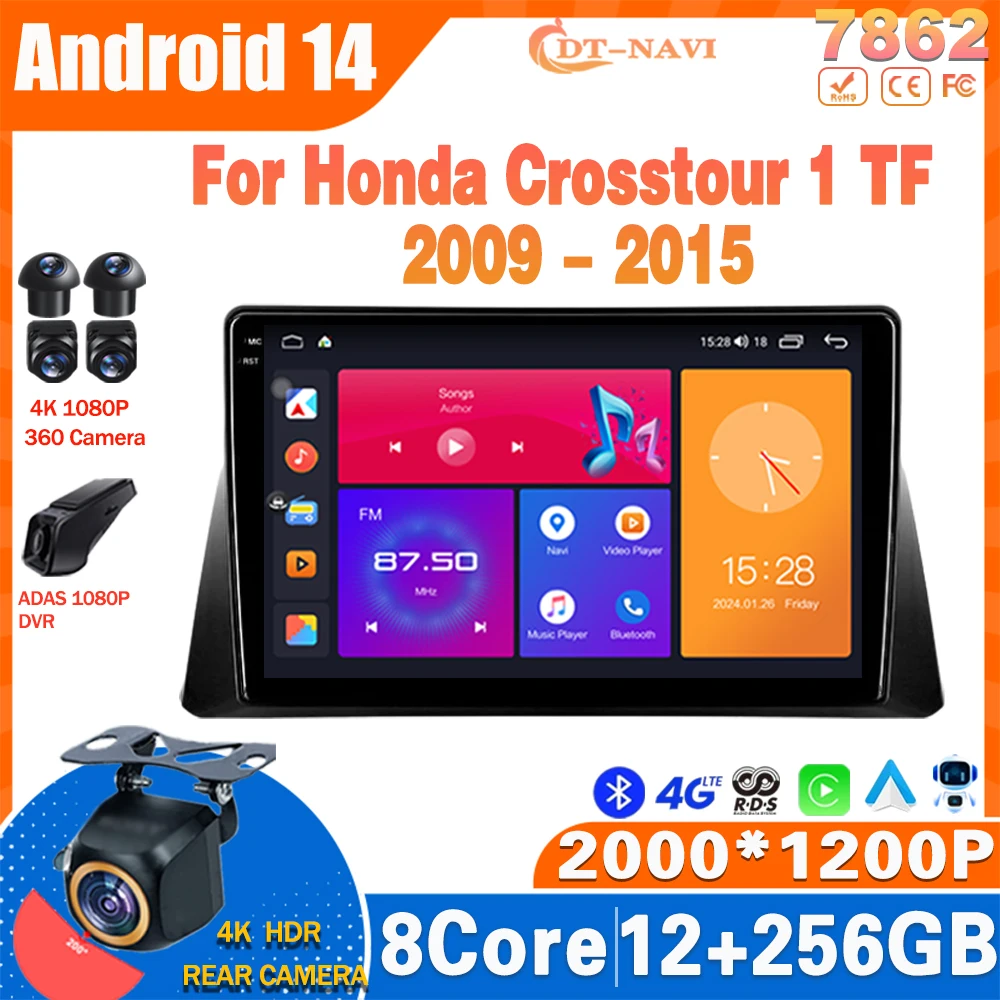 

Android 14 Car Radio For Honda Crosstour 1 TF 2009 - 2015 Multimidia Video Player Navigation GPS Carplay Stereo NO 2Din DVD 4G