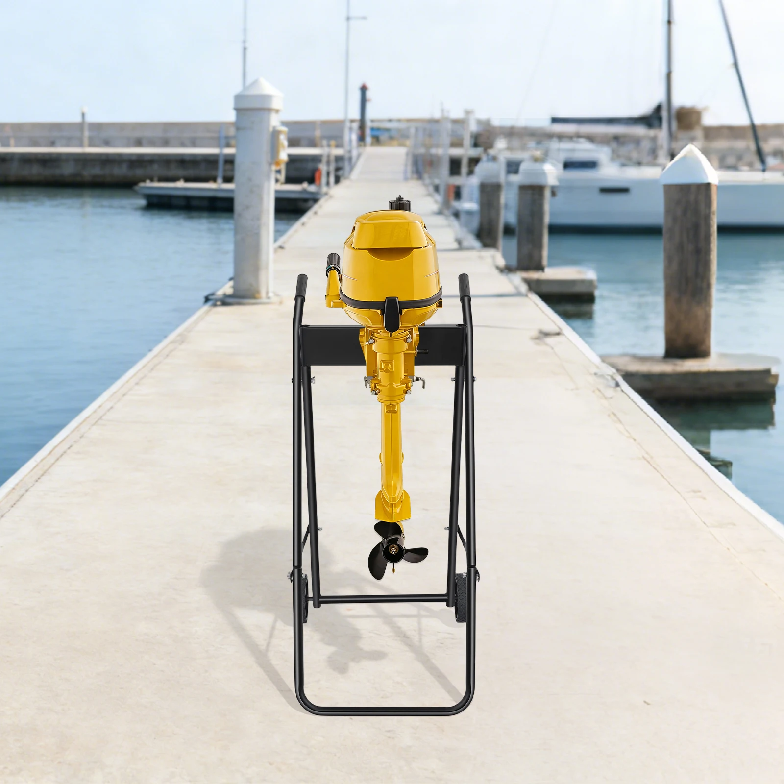 Support pliable pour moteur hors-bord avec 2 roues en caoutchouc, remorque pour moteur hors-bord, chariot pour moteur hors-bord, facile à déplacer, pour moteur de bateau, marine, transport
