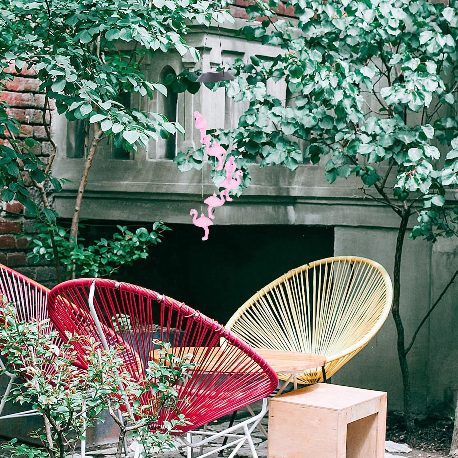 الطاقة الشمسية فلامنغو في الهواء الطلق الرياح الرنين معلقة ضوء مصباح الحديقة مقاوم للماء الشمسية الرياح الرنين مصباح الإضاءة الزخرفية