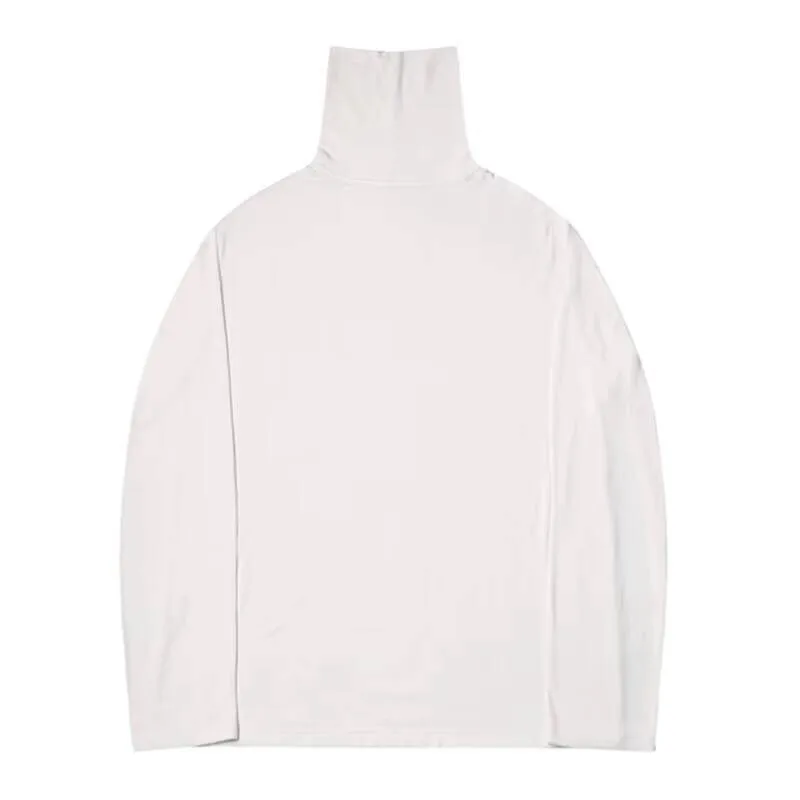 

Новые мужские футболки со свободными рукавами, корейские весенне-осенние повседневные футболки, большие черно-белые трендовые футболки с высоким воротником